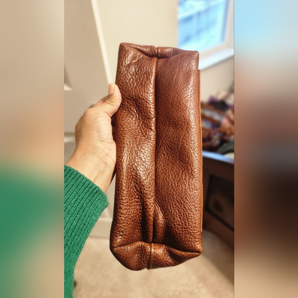 PLG Crossbody Tote Medium Tote -Nutmeg - Pebbled Leather Tote - Picture 5 of 7